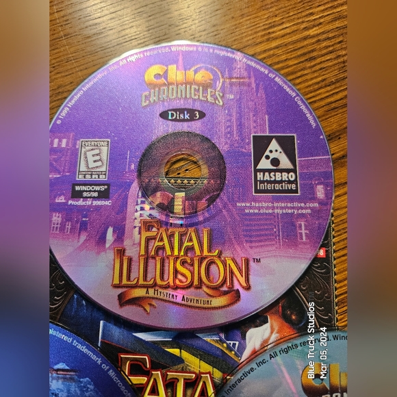 Clue Chronicles Fatal Illusion PC CD-ROM Game Windows 95 98 Hasbro 3 Disc Set - Picture 2 of 7